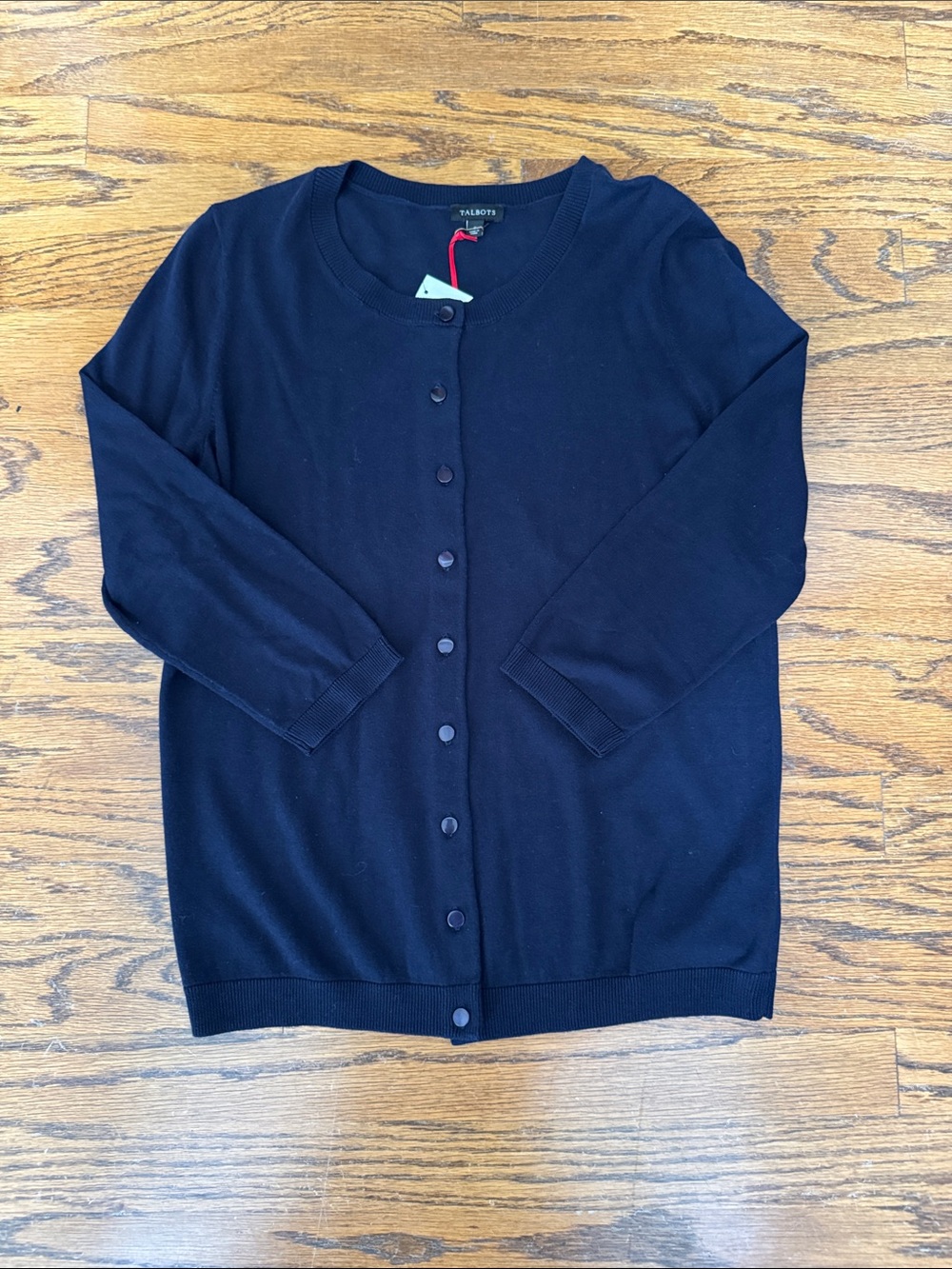 Talbots Navy Button-Front Crewneck Cardigan Size S
